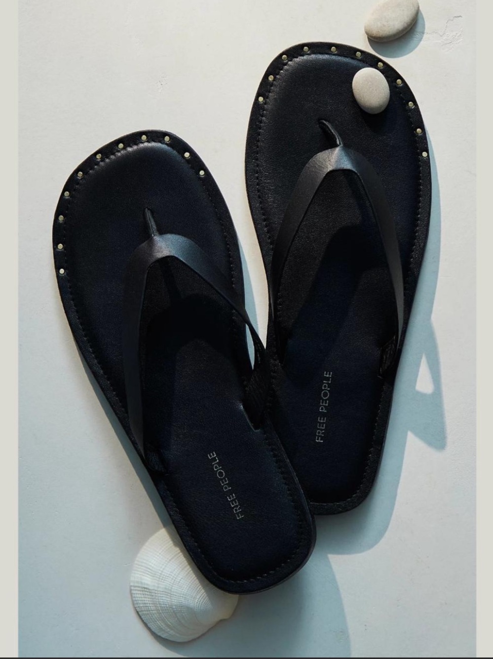 Free People Studded Leather Sona Thong Sandals